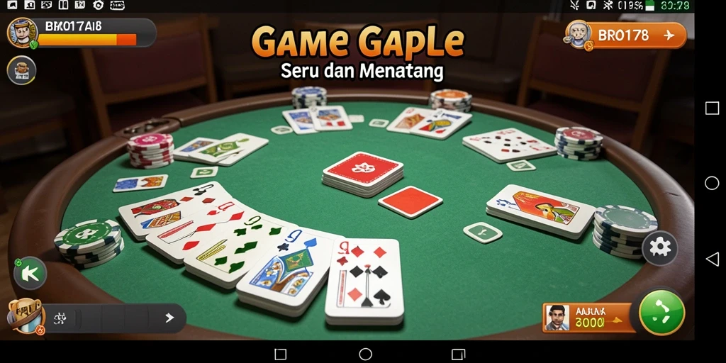 Tampilan menarik gameplay Gaple BRO178 dengan interaksi seru.