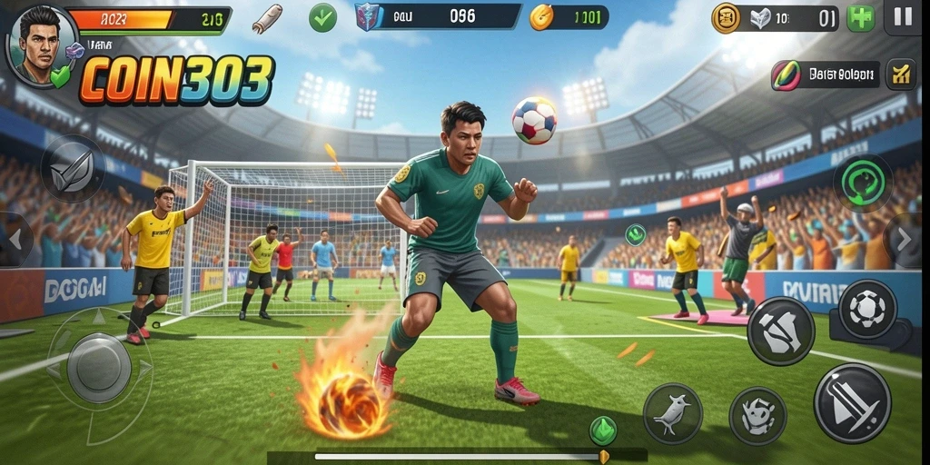Tampilan gameplay menarik di COIN303 yang menunjukkan aksi olahraga seru.