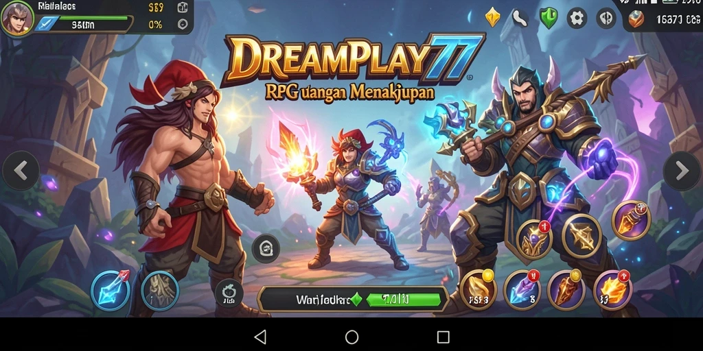 Tangkapan layar utama <strong>DREAMPLAY77</strong> menampilkan aksi pertempuran RPG yang mendebarkan.