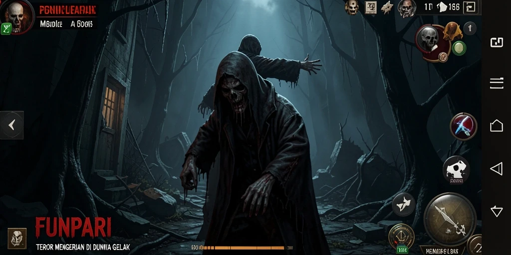 Tampilan gameplay menegangkan di dunia Horror FUNPARI.