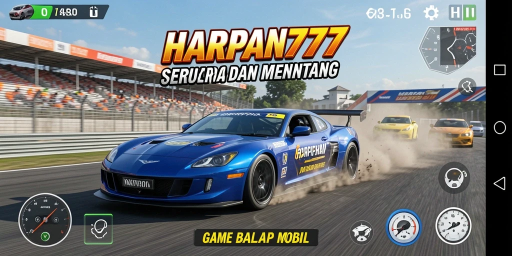 Tampilan gameplay mendebarkan dari HARAPAN777 dengan aksi balap yang intens.