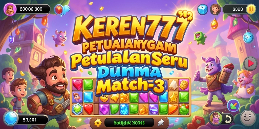 Tangkapan layar game KEREN777 menampilkan gameplay Match-3 yang seru.
