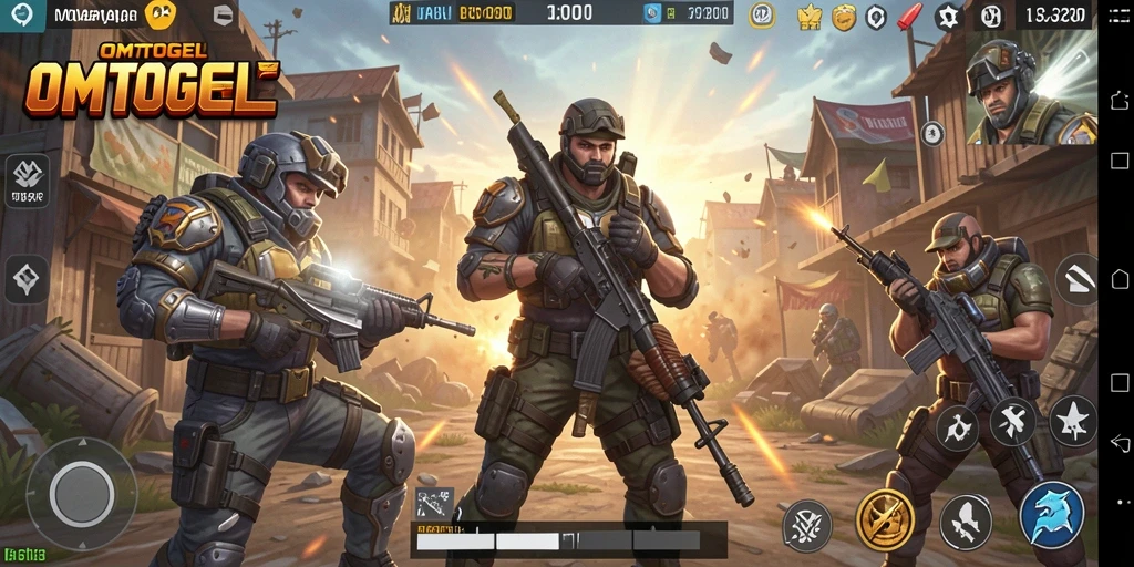 Screenshot gameplay OMTOGEL yang menunjukkan aksi mendebarkan dalam pertarungan Battle Royale.