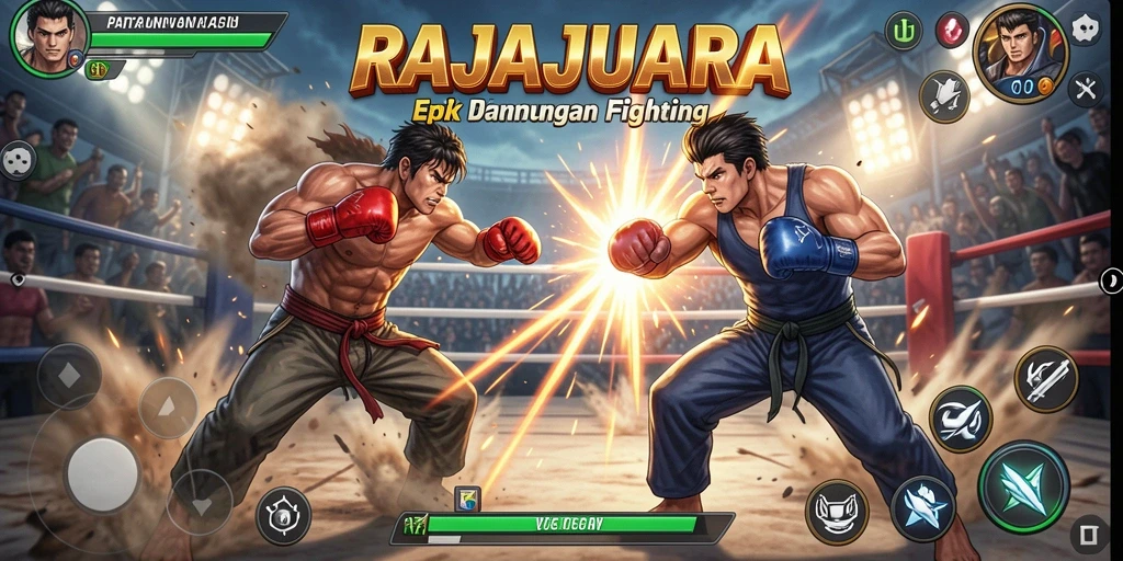 Screenshot gameplay RAJAJUARA yang penuh aksi pertarungan.