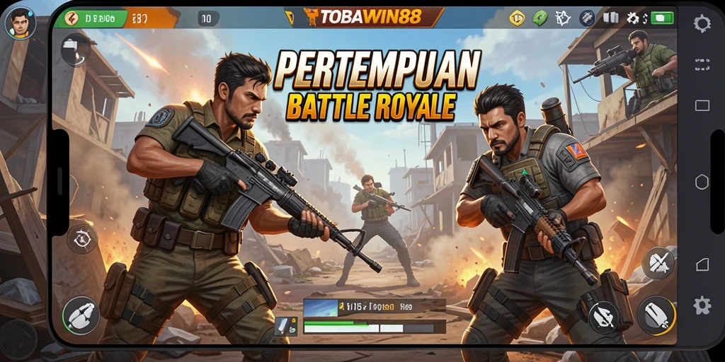 Tampilan gameplay epik di arena Battle Royale TOBAWIN88.
