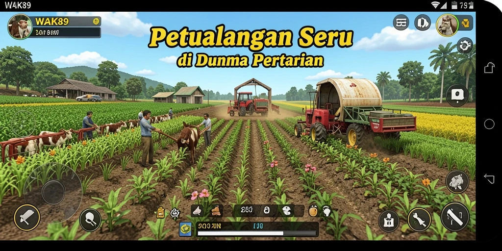 Tampilan menarik dari gameplay WAK89 yang menampilkan aktivitas pertanian.